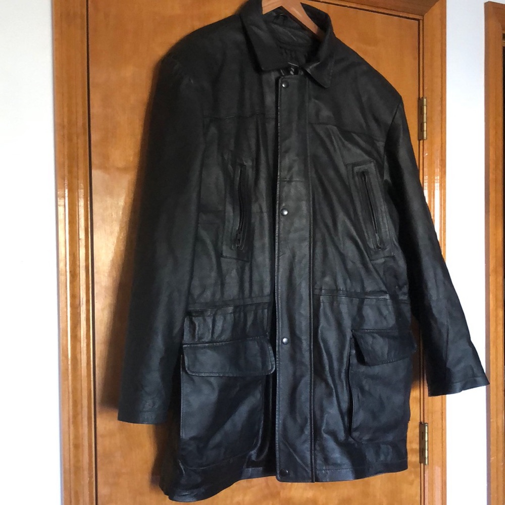 Genuine Leather coat. Quilted lining with additional zip out quilted liner.